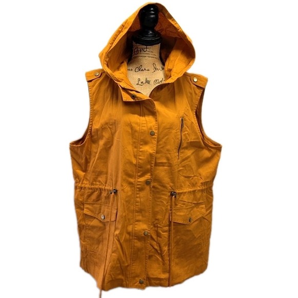 Zenana Outfitters Jackets & Blazers - Zenana Hooded Utility Vest 3X Mustard Cargo Safari core Anorak Gorpcore Fall